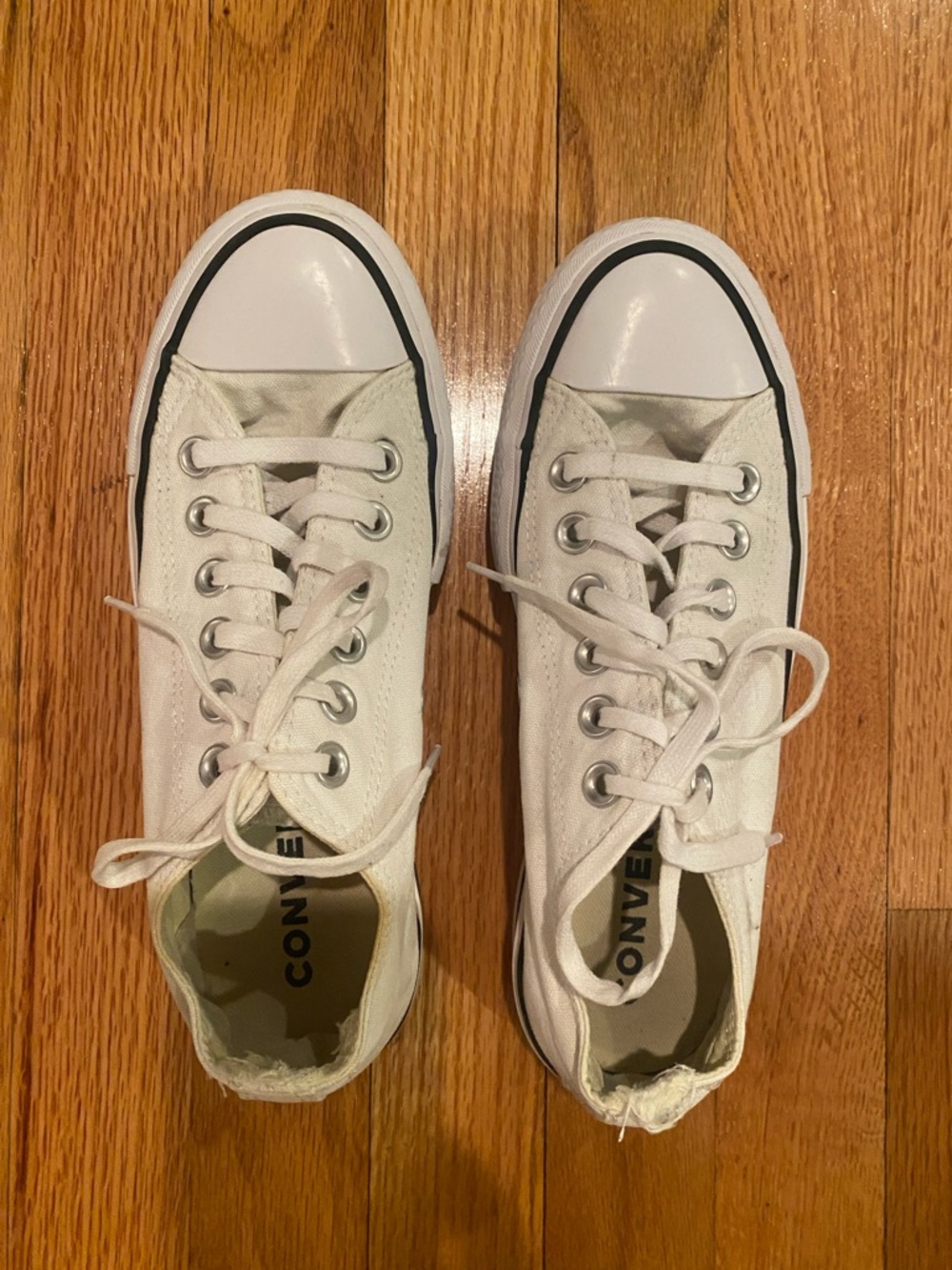 Converse White Low-Top Canvas Sneakers with Black Trim